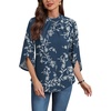 image:imageWIHOLL 34 Length Sleeve Womens Tops Mock Neck Pleated Front Blouses for Women Dressy Casual Spring Summer OutfitsNavy Floral