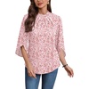 image:imageWIHOLL 34 Length Sleeve Womens Tops Mock Neck Pleated Front Blouses for Women Dressy Casual Spring Summer OutfitsPink Floral