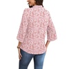 image:imageWIHOLL 34 Length Sleeve Womens Tops Mock Neck Pleated Front Blouses for Women Dressy Casual Spring Summer OutfitsPink Floral