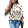image:imageWIHOLL 34 Length Sleeve Womens Tops Mock Neck Pleated Front Blouses for Women Dressy Casual Spring Summer OutfitsPolka Dot