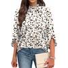 image:imageWIHOLL 34 Length Sleeve Womens Tops Mock Neck Pleated Front Blouses for Women Dressy Casual Spring Summer OutfitsPolka Dot