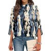 image:imageWIHOLL 34 Length Sleeve Womens Tops Mock Neck Pleated Front Blouses for Women Dressy Casual Spring Summer OutfitsTie Dye