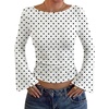 image:imageWIHOLL Bell Sleeve Tops for Women Boat Neck Ruched Ribbed Long Sleeve Fall Shirts for Women 2026White Polka Dots
