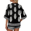 image:imageWIHOLL Boho Tops for Women Summer Spring 34 Sleeve Dressy Fashion V Neck Casual 2026 Business Beach Plus Size Resort BlousesAmulti Black