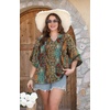 image:imageWIHOLL Boho Tops for Women Summer Spring 34 Sleeve Dressy Fashion V Neck Casual 2026 Business Beach Plus Size Resort BlousesBohemia