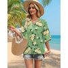 image:imageWIHOLL Boho Tops for Women Summer Spring 34 Sleeve Dressy Fashion V Neck Casual 2026 Business Beach Plus Size Resort BlousesGreen Yellow Flower
