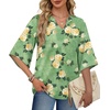 image:imageWIHOLL Boho Tops for Women Summer Spring 34 Sleeve Dressy Fashion V Neck Casual 2026 Business Beach Plus Size Resort BlousesGreen Yellow Flower