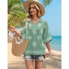 image:imageWIHOLL Boho Tops for Women Summer Spring 34 Sleeve Dressy Fashion V Neck Casual 2026 Business Beach Plus Size Resort BlousesLight Green