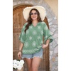 image:imageWIHOLL Boho Tops for Women Summer Spring 34 Sleeve Dressy Fashion V Neck Casual 2026 Business Beach Plus Size Resort BlousesLight Green