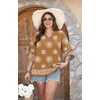 image:imageWIHOLL Boho Tops for Women Summer Spring 34 Sleeve Dressy Fashion V Neck Casual 2026 Business Beach Plus Size Resort BlousesMulti Coffee