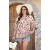 image:imageWIHOLL Boho Tops for Women Summer Spring 34 Sleeve Dressy Fashion V Neck Casual 2026 Business Beach Plus Size Resort BlousesMulti Red
