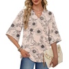 image:imageWIHOLL Boho Tops for Women Summer Spring 34 Sleeve Dressy Fashion V Neck Casual 2026 Business Beach Plus Size Resort BlousesPrintbeige