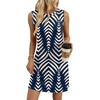 image:imageWIHOLL Casual Dresses for Women Crewneck Sleeveless Tank Dress Summer Spring Boho Vacation ClothesBlue Apricot Stripe