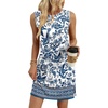 image:imageWIHOLL Casual Dresses for Women Crewneck Sleeveless Tank Dress Summer Spring Boho Vacation ClothesBlue Boho Print