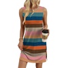 image:imageWIHOLL Casual Dresses for Women Crewneck Sleeveless Tank Dress Summer Spring Boho Vacation ClothesColorful Stripe