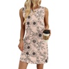image:imageWIHOLL Casual Dresses for Women Crewneck Sleeveless Tank Dress Summer Spring Boho Vacation ClothesFloral Beige