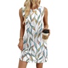 image:imageWIHOLL Casual Dresses for Women Crewneck Sleeveless Tank Dress Summer Spring Boho Vacation ClothesFloral Green Leaf