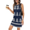 image:imageWIHOLL Casual Dresses for Women Crewneck Sleeveless Tank Dress Summer Spring Boho Vacation ClothesFloral Navy Blue