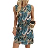 image:imageWIHOLL Casual Dresses for Women Crewneck Sleeveless Tank Dress Summer Spring Boho Vacation ClothesFloral Palm Leaf