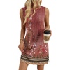 image:imageWIHOLL Casual Dresses for Women Crewneck Sleeveless Tank Dress Summer Spring Boho Vacation ClothesFloral Pink