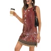 image:imageWIHOLL Casual Dresses for Women Crewneck Sleeveless Tank Dress Summer Spring Boho Vacation ClothesFloral Pink