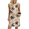 image:imageWIHOLL Casual Dresses for Women Crewneck Sleeveless Tank Dress Summer Spring Boho Vacation ClothesKhaki Coconut Palm