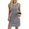 image:imageWIHOLL Casual Dresses for Women Crewneck Sleeveless Tank Dress Summer Spring Boho Vacation ClothesWhite Black Stripe