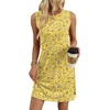image:imageWIHOLL Casual Dresses for Women Crewneck Sleeveless Tank Dress Summer Spring Boho Vacation ClothesYellow White Print
