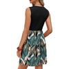 image:imageWIHOLL Dresses for Women 2026 Summer Casual Babydoll Crewneck Short Dress Spring Sleeveless Sundress with PocketsBlack Palm Leaf