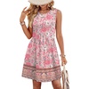 image:imageWIHOLL Dresses for Women 2026 Summer Casual Babydoll Crewneck Short Dress Spring Sleeveless Sundress with PocketsBoho Pink
