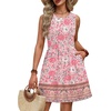 image:imageWIHOLL Dresses for Women 2026 Summer Casual Babydoll Crewneck Short Dress Spring Sleeveless Sundress with PocketsBoho Pink