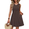 image:imageWIHOLL Dresses for Women 2026 Summer Casual Babydoll Crewneck Short Dress Spring Sleeveless Sundress with PocketsBrown Polka Dots