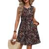 image:imageWIHOLL Dresses for Women 2026 Summer Casual Babydoll Crewneck Short Dress Spring Sleeveless Sundress with PocketsColorful Flowers