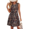 image:imageWIHOLL Dresses for Women 2026 Summer Casual Babydoll Crewneck Short Dress Spring Sleeveless Sundress with PocketsColorful Flowers