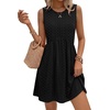 image:imageWIHOLL Dresses for Women 2026 Summer Casual Babydoll Crewneck Short Dress Spring Sleeveless Sundress with PocketsEyelet Black