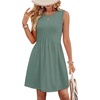 image:imageWIHOLL Dresses for Women 2026 Summer Casual Babydoll Crewneck Short Dress Spring Sleeveless Sundress with PocketsEyelet Green