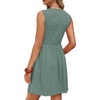 image:imageWIHOLL Dresses for Women 2026 Summer Casual Babydoll Crewneck Short Dress Spring Sleeveless Sundress with PocketsEyelet Green