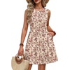 image:imageWIHOLL Dresses for Women 2026 Summer Casual Babydoll Crewneck Short Dress Spring Sleeveless Sundress with PocketsFloral Pink