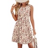 image:imageWIHOLL Dresses for Women 2026 Summer Casual Babydoll Crewneck Short Dress Spring Sleeveless Sundress with PocketsFloral Pink