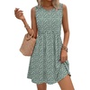 image:imageWIHOLL Dresses for Women 2026 Summer Casual Babydoll Crewneck Short Dress Spring Sleeveless Sundress with PocketsGreen White