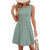 image:imageWIHOLL Dresses for Women 2026 Summer Casual Babydoll Crewneck Short Dress Spring Sleeveless Sundress with PocketsGreen White