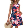 image:imageWIHOLL Dresses for Women 2026 Summer Casual Babydoll Crewneck Short Dress Spring Sleeveless Sundress with PocketsNavy Pink Floral