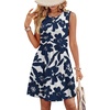 image:imageWIHOLL Dresses for Women 2026 Summer Casual Babydoll Crewneck Short Dress Spring Sleeveless Sundress with PocketsWhite Blue Print