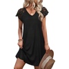 image:imageWIHOLL Dresses for Women Summer Casual Wedding Guest Dress Lace Short Sleeve Cute Sundresses Fashion Beach Vacation Clothes1black