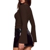 image:imageWIHOLL Early Fall Fashion 2026 Bell Long Sleeve Going Out Y2k Tops Brown XL