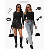 image:imageWIHOLL Long Sleeve Shirts for Women Fall Fashion Thermal Shirts Rib Knit Winter Clothing Warm Undershirts Basic TShirts0black