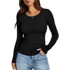 image:imageWIHOLL Long Sleeve Shirts for Women Fall Fashion Thermal Shirts Rib Knit Winter Clothing Warm Undershirts Basic TShirts0black