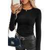 image:imageWIHOLL Long Sleeve Shirts for Women Fall Fashion Thermal Shirts Rib Knit Winter Clothing Warm Undershirts Basic TShirts0black