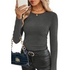 image:imageWIHOLL Long Sleeve Shirts for Women Fall Fashion Thermal Shirts Rib Knit Winter Clothing Warm Undershirts Basic TShirts1grey