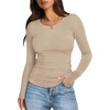 image:imageWIHOLL Long Sleeve Shirts for Women Fall Fashion Thermal Shirts Rib Knit Winter Clothing Warm Undershirts Basic TShirts1khaki